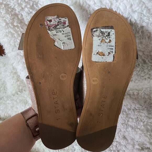 1. State Ocel Rose Gold Metalic Leather Sandals sz 7 - Picture 4 of 6